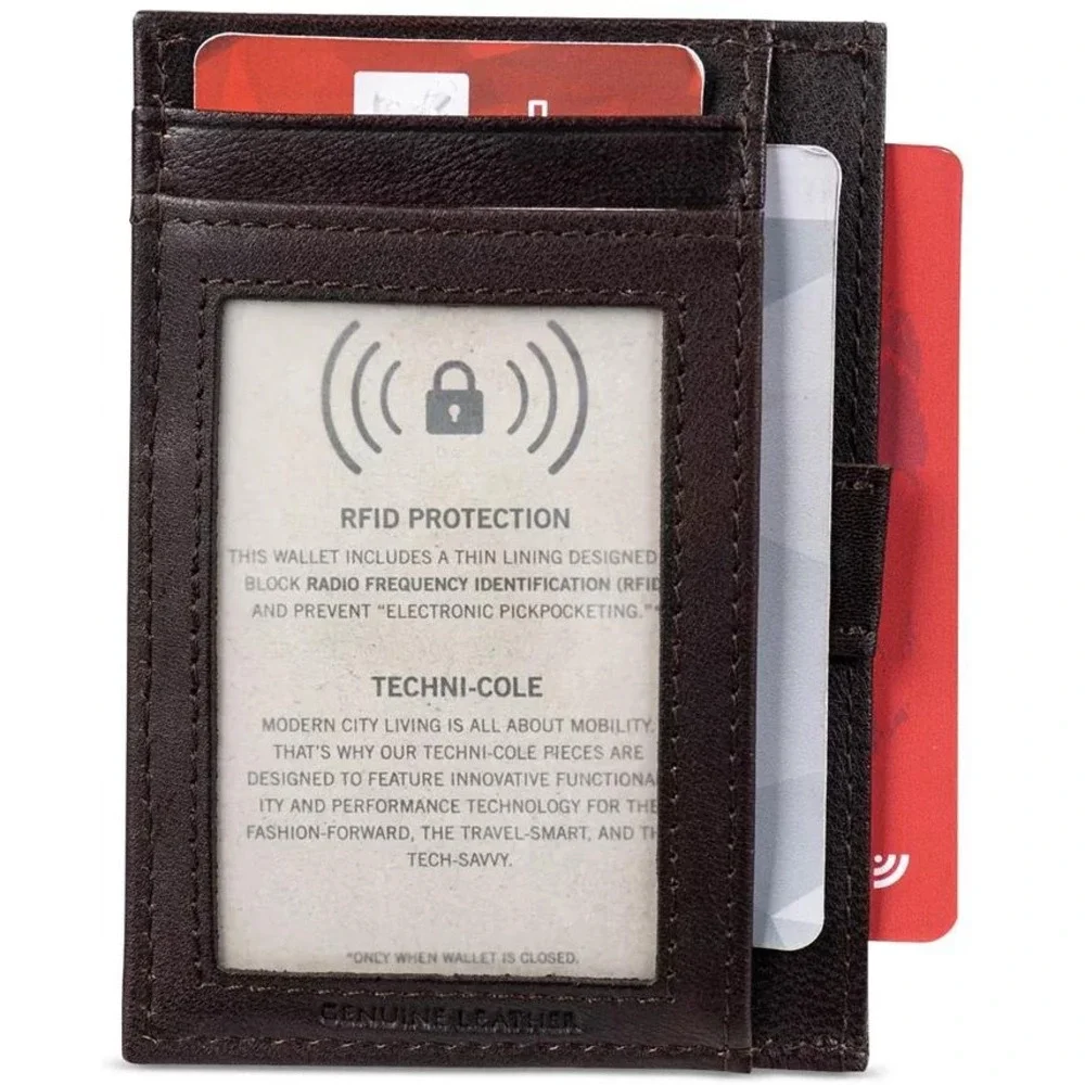 Kenneth Cole Reaction Mens Wallet Brown Leather RFID Protection